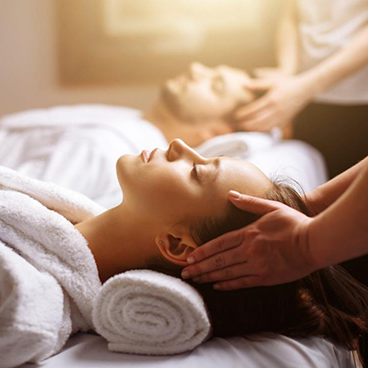 female client is taking soothing service